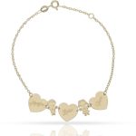 Pulsera con corazones + niños en Oro