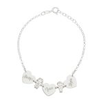 Pulsera con corazones + niños en Plata de Ley