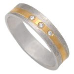 ALIANZA ORO 18KL BICOLOR 3 DIAMANTES - 5MM