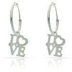 Aros en Plata de Ley 925mm con abalorio love.