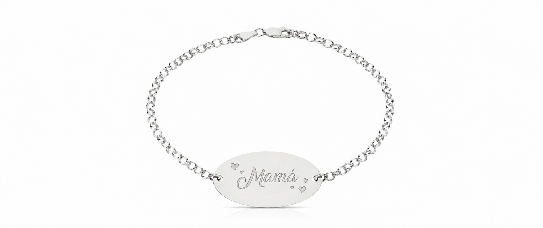 Pulsera para mamá con motivo ovalado en Plata