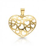 colgante de oro de 18 quilates en forma de corazón con corazones calados