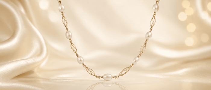 Colgante dorado con perlas
